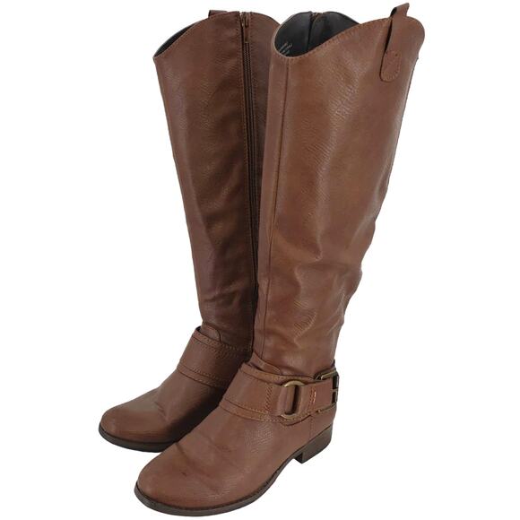 Unr8ed Barbaro Womens Size 6 Buckle Riding Biker Boot Tall Brown Leather - Picture 8 of 8